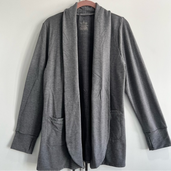 Cuddl Duds Sweaters - Cuddl Duds Comfortwear Shawl Collar Cardigan Open Front Pockets Sz L Grey